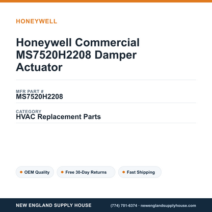 Honeywell Commercial MS7520H2208 Damper Actuator — New England Supply House spec card [NESH-SPEC-CARD-V2]