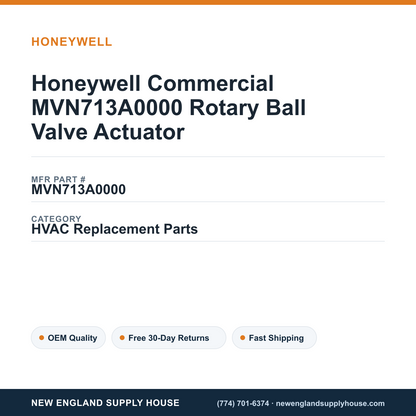 Honeywell Commercial MVN713A0000 Rotary Ball Valve Actuator — New England Supply House spec card [NESH-SPEC-CARD-V2]
