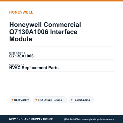 Honeywell Commercial Q7130A1006 Interface Module — New England Supply House spec card [NESH-SPEC-CARD-V2]