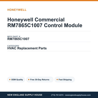 Honeywell Commercial RM7865C1007 Control Module — New England Supply House spec card [NESH-SPEC-CARD-V2]