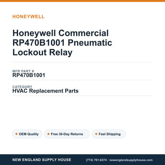 Honeywell Commercial RP470B1001 Pneumatic Lockout Relay — New England Supply House spec card [NESH-SPEC-CARD-V2]