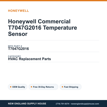 Honeywell Commercial T7047G2016 Temperature Sensor — New England Supply House spec card [NESH-SPEC-CARD-V2]