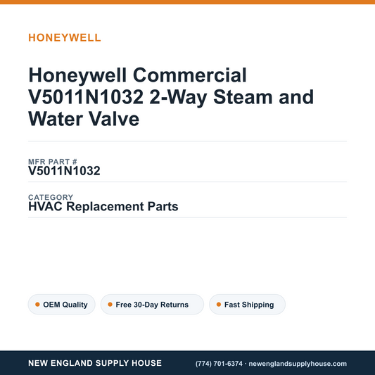 Honeywell Commercial V5011N1032 2-Way Steam and Water Valve — New England Supply House spec card [NESH-SPEC-CARD-V2]