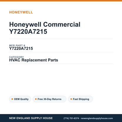 Honeywell Commercial Y7220A7215 — New England Supply House spec card [NESH-SPEC-CARD-V2]