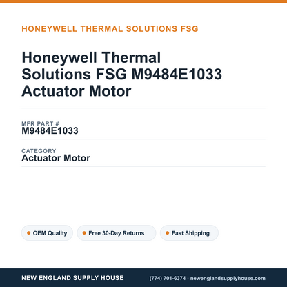 Honeywell Thermal Solutions FSG M9484E1033 Actuator Motor — New England Supply House spec card [NESH-SPEC-CARD-V2]