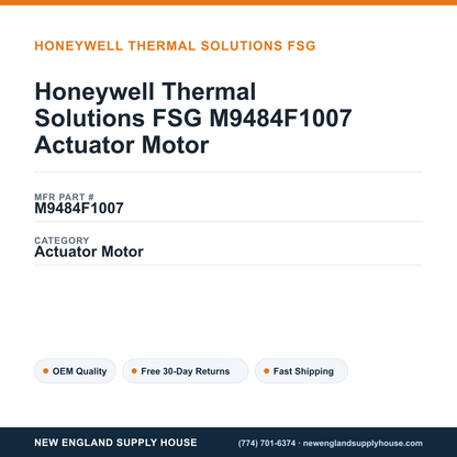 Honeywell Thermal Solutions FSG M9484F1007 Actuator Motor — New England Supply House spec card [NESH-SPEC-CARD-V2]