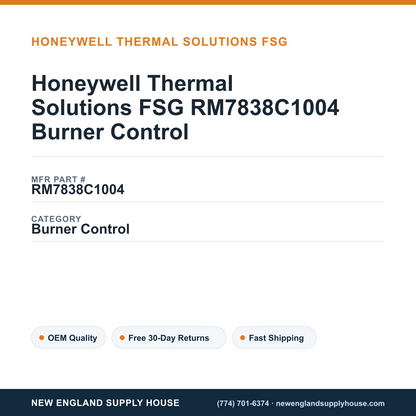 Honeywell Thermal Solutions FSG RM7838C1004 Burner Control — New England Supply House spec card [NESH-SPEC-CARD-V2]