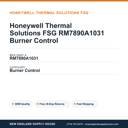 Honeywell Thermal Solutions FSG RM7890A1031 Burner Control — New England Supply House spec card [NESH-SPEC-CARD-V2]