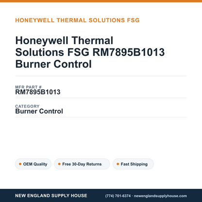 Honeywell Thermal Solutions FSG RM7895B1013 Burner Control — New England Supply House spec card [NESH-SPEC-CARD-V2]