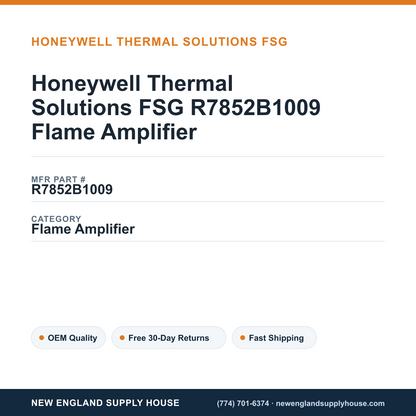 Honeywell Thermal Solutions FSG R7852B1009 Flame Amplifier — New England Supply House spec card [NESH-SPEC-CARD-V2]