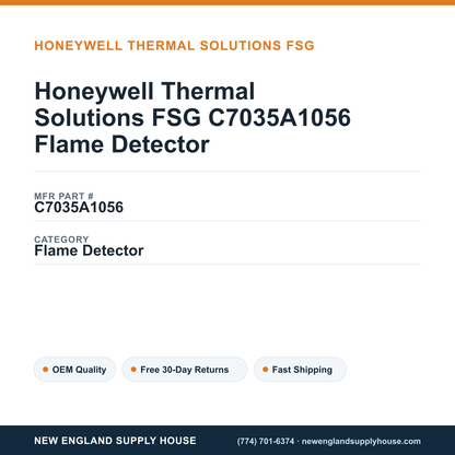 Honeywell Thermal Solutions FSG C7035A1056 Flame Detector — New England Supply House spec card [NESH-SPEC-CARD-V2]