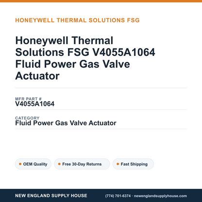 Honeywell Thermal Solutions FSG V4055A1064 Fluid Power Gas Valve Actuator — New England Supply House spec card [NESH-SPEC-CARD-V2]