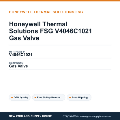Honeywell Thermal Solutions FSG V4046C1021 Gas Valve — New England Supply House spec card [NESH-SPEC-CARD-V2]