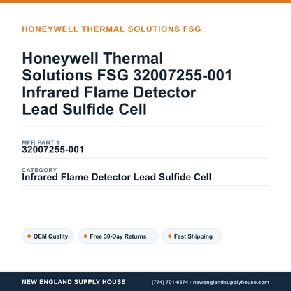 Honeywell Thermal Solutions FSG 32007255-001 Infrared Flame Detector Lead Sulfide Cell — New England Supply House spec card [NESH-SPEC-CARD-V2]