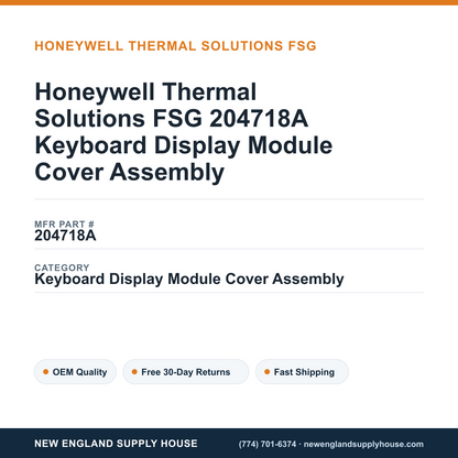 Honeywell Thermal Solutions FSG 204718A Keyboard Display Module Cover Assembly — New England Supply House spec card [NESH-SPEC-CARD-V2]
