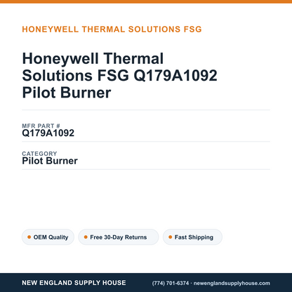 Honeywell Thermal Solutions FSG Q179A1092 Pilot Burner — New England Supply House spec card [NESH-SPEC-CARD-V2]