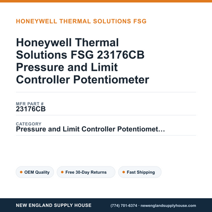 Honeywell Thermal Solutions FSG 23176CB Pressure and Limit Controller Potentiometer — New England Supply House spec card [NESH-SPEC-CARD-V2]