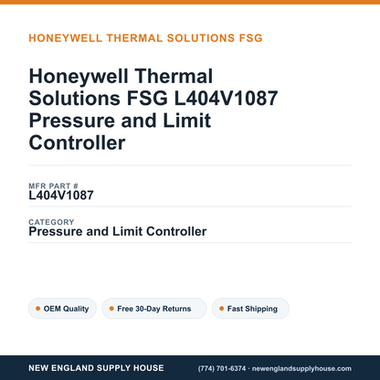 Honeywell Thermal Solutions FSG L404V1087 Pressure and Limit Controller — New England Supply House spec card [NESH-SPEC-CARD-V2]