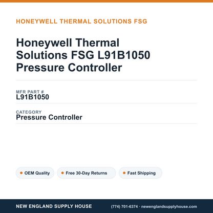 Honeywell Thermal Solutions FSG L91B1050 Pressure Controller — New England Supply House spec card [NESH-SPEC-CARD-V2]