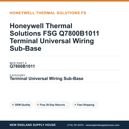 Honeywell Thermal Solutions FSG Q7800B1011 Terminal Universal Wiring Sub-Base — New England Supply House spec card [NESH-SPEC-CARD-V2]