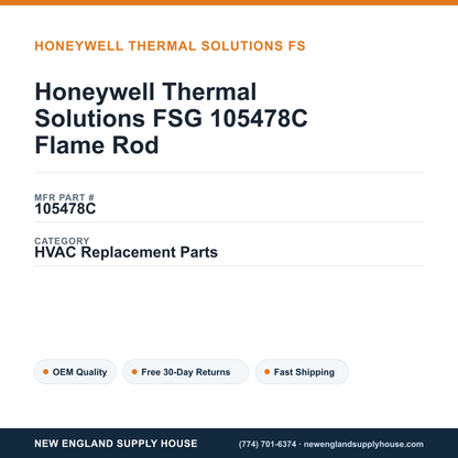 Honeywell Thermal Solutions FSG 105478C Flame Rod — New England Supply House spec card [NESH-SPEC-CARD-V2]