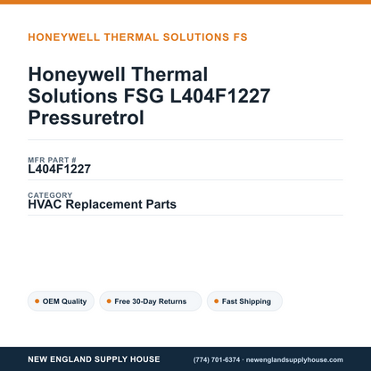 Honeywell Thermal Solutions FSG L404F1227 Pressuretrol — New England Supply House spec card [NESH-SPEC-CARD-V2]