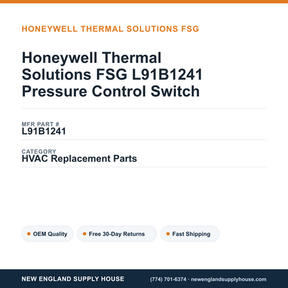 Honeywell Thermal Solutions FSG L91B1241 Pressure Control Switch — New England Supply House spec card [NESH-SPEC-CARD-V2]