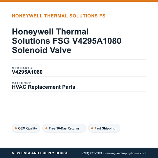 Honeywell Thermal Solutions FSG V4295A1080 Solenoid Valve — New England Supply House spec card [NESH-SPEC-CARD-V2]
