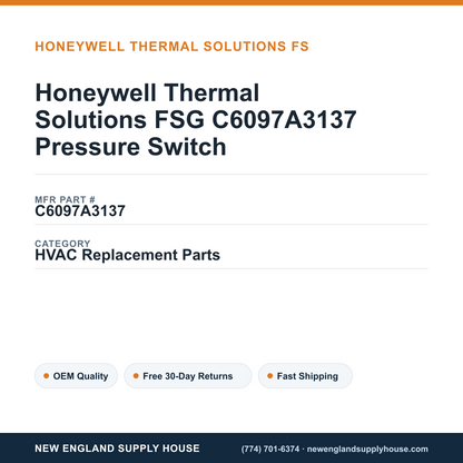 Honeywell Thermal Solutions FSG C6097A3137 Pressure Switch — New England Supply House spec card [NESH-SPEC-CARD-V2]