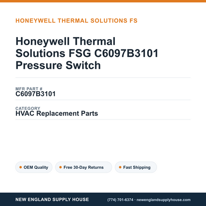 Honeywell Thermal Solutions FSG C6097B3101 Pressure Switch — New England Supply House spec card [NESH-SPEC-CARD-V2]