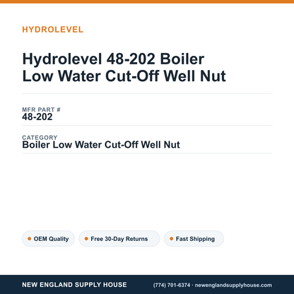 Hydrolevel 48-202 Boiler Low Water Cut-Off Well Nut — New England Supply House spec card [NESH-SPEC-CARD-V2]