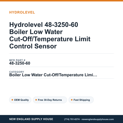 Hydrolevel 48-3250-60 Boiler Low Water Cut-Off/Temperature Limit Control Sensor — New England Supply House spec card [NESH-SPEC-CARD-V2]