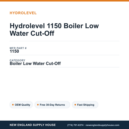 Hydrolevel 1150 Boiler Low Water Cut-Off — New England Supply House spec card [NESH-SPEC-CARD-V2]
