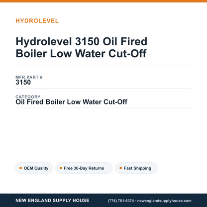 Hydrolevel 3150 Oil Fired Boiler Low Water Cut-Off — New England Supply House spec card [NESH-SPEC-CARD-V2]