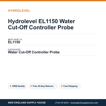 Hydrolevel EL1150 Water Cut-Off Controller Probe — New England Supply House spec card [NESH-SPEC-CARD-V2]