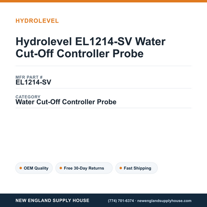 Hydrolevel EL1214-SV Water Cut-Off Controller Probe — New England Supply House spec card [NESH-SPEC-CARD-V2]