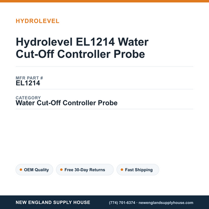 Hydrolevel EL1214 Water Cut-Off Controller Probe — New England Supply House spec card [NESH-SPEC-CARD-V2]