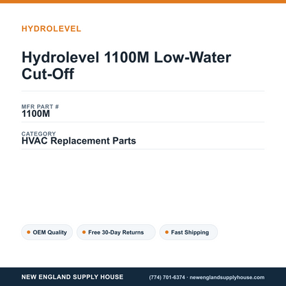 Hydrolevel 1100M Low-Water Cut-Off — New England Supply House spec card [NESH-SPEC-CARD-V2]