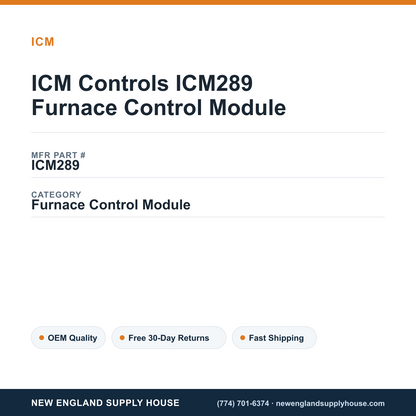ICM Controls ICM289 Furnace Control Module — New England Supply House spec card [NESH-SPEC-CARD-V2]