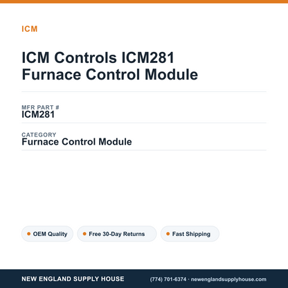ICM Controls ICM281 Furnace Control Module — New England Supply House spec card [NESH-SPEC-CARD-V2]