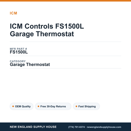 ICM Controls FS1500L Garage Thermostat — New England Supply House spec card [NESH-SPEC-CARD-V2]