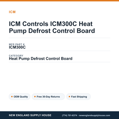 ICM Controls ICM300C Heat Pump Defrost Control Board — New England Supply House spec card [NESH-SPEC-CARD-V2]