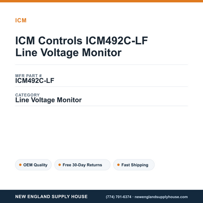 ICM Controls ICM492C-LF Line Voltage Monitor — New England Supply House spec card [NESH-SPEC-CARD-V2]