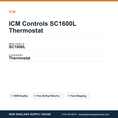 ICM Controls SC1600L Thermostat — New England Supply House spec card [NESH-SPEC-CARD-V2]