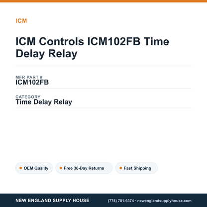 ICM Controls ICM102FB Time Delay Relay — New England Supply House spec card [NESH-SPEC-CARD-V2]