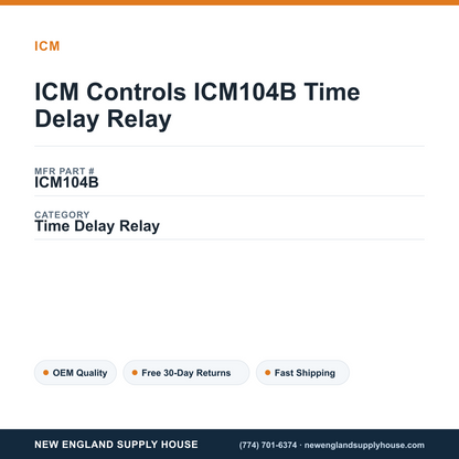 ICM Controls ICM104B Time Delay Relay — New England Supply House spec card [NESH-SPEC-CARD-V2]