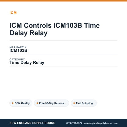 ICM Controls ICM103B Time Delay Relay — New England Supply House spec card [NESH-SPEC-CARD-V2]