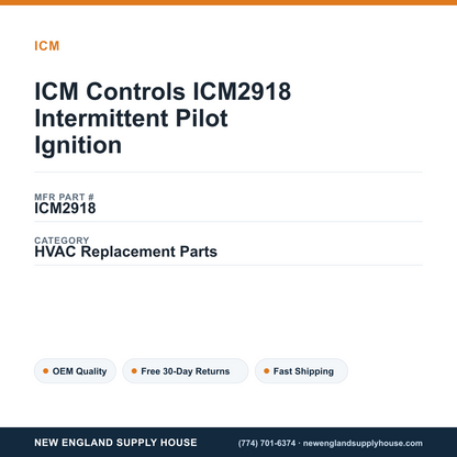 ICM Controls ICM2918 Intermittent Pilot Ignition — New England Supply House spec card [NESH-SPEC-CARD-V2]