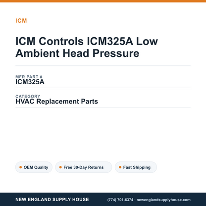 ICM Controls ICM325A Low Ambient Head Pressure — New England Supply House spec card [NESH-SPEC-CARD-V2]