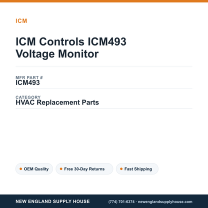 ICM Controls ICM493 Voltage Monitor — New England Supply House spec card [NESH-SPEC-CARD-V2]